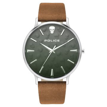 Buy Online Police Quartz Chronograph Grey Dial Leather Strap Watch for Men  - ncpl14924jsr61 | Titan
