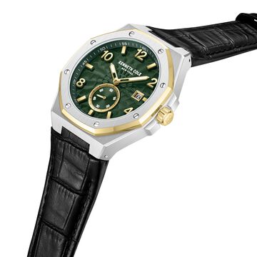 Kenneth Cole Automatic Black Leather Strap Watch For Men