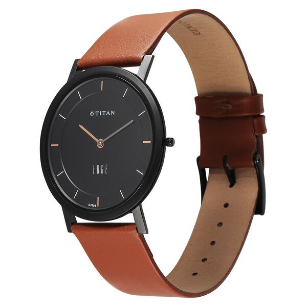 Titan Quartz Analog Black Dial Leather Strap Watch for Men - image number 5