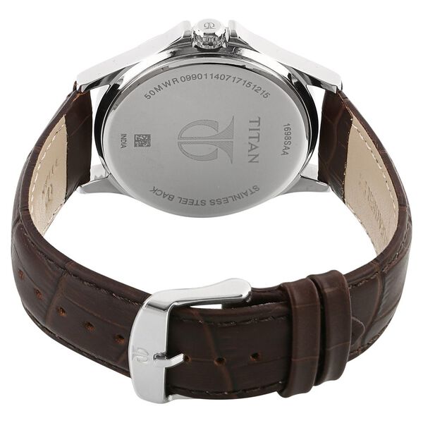 Titan Quartz Multifunction Silver Dial Leather Strap Watch for Men - image number 3