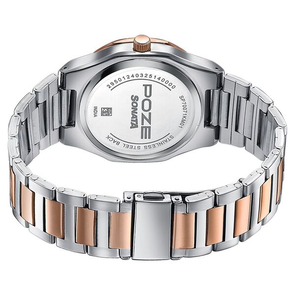 Sonata Poze Quartz Analog Beige Dial Two Toned Colour Stainless Steel Strap Watch For Men - image number 6