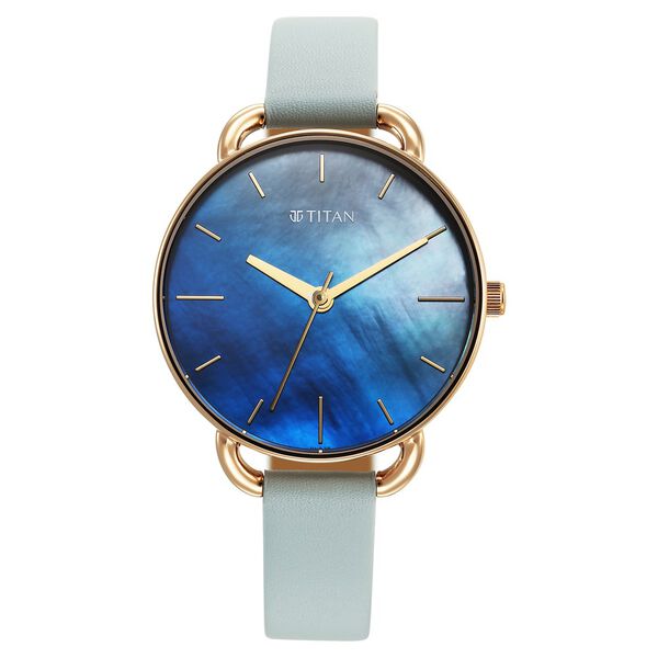 Titan Secluded Quartz Analog Gradient Mother of Pearl Dial Leather Strap Watch For Women - image number 0