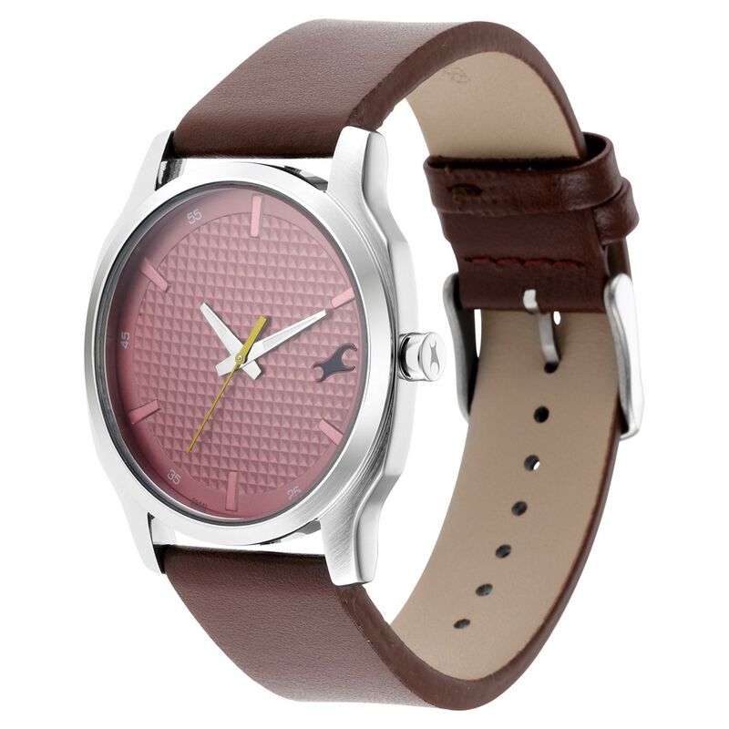 Fastrack Stunners Quartz Analog Red Dial Leather Strap Watch for Guys - image number 3
