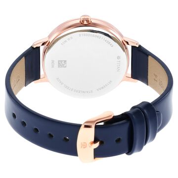 Titan Memento Quartz Analog Blue Round Dial Blue Leather Strap Watch For Women