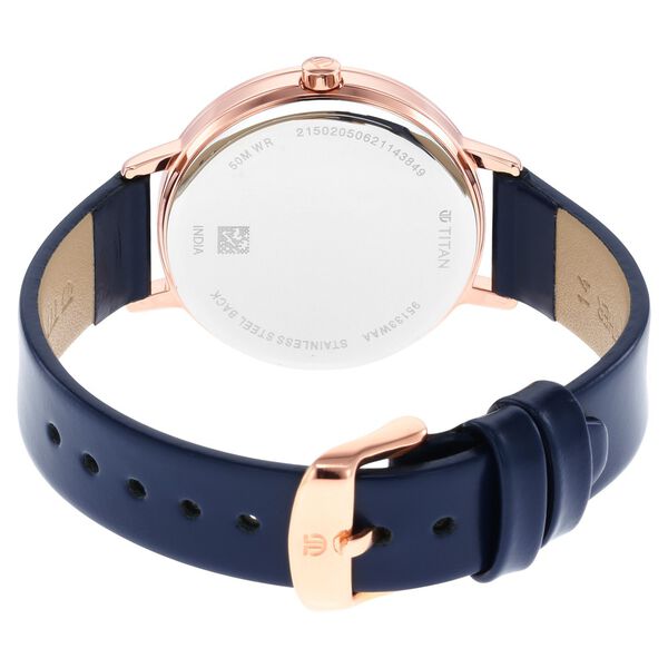 Titan Memento Quartz Analog Blue Round Dial Blue Leather Strap Watch For Women - image number 4