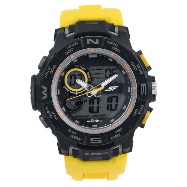 SF Neon Quartz Analog Digital Dial PU Strap Watch for Men - image number 0