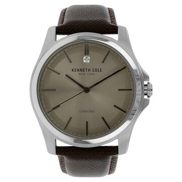 Kenneth Cole Quartz Analog Grey Dial Leather Strap Watch for Men
