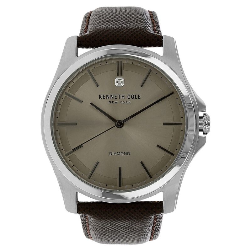 Kenneth Cole Quartz Analog Grey Dial Leather Strap Watch for Men