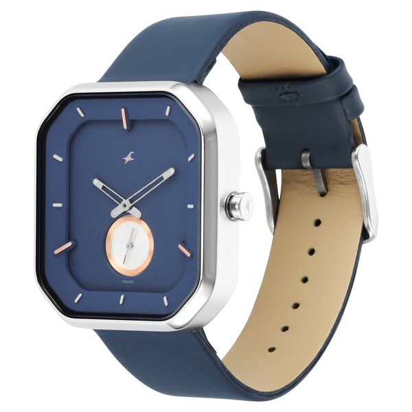 Fastrack After Dark Blue Dial Leather Strap Watch for Guys - image number 3