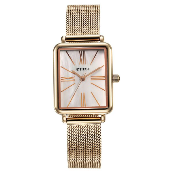 Titan Slimline Quartz Analog Mother Of Pearl Dial Rose Gold Stainless Steel Strap Watch for Women - image number 0
