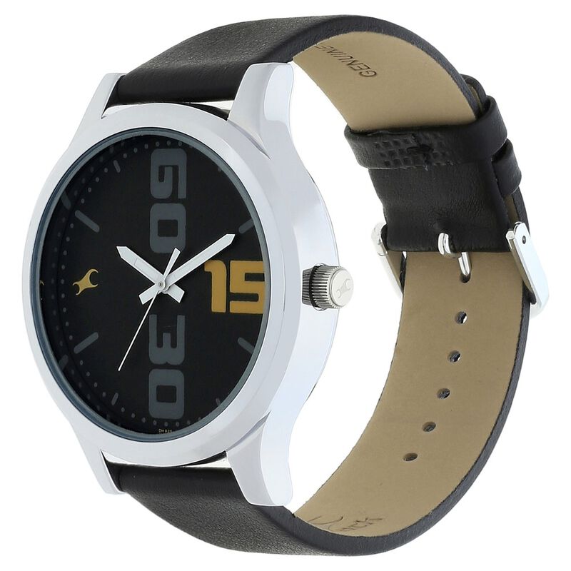 Fastrack Bold Quartz Analog Black Dial Leather Strap Watch for Guys - image number 2
