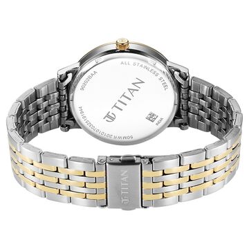 Titan Elegance Analog with Date by Hand and Blue Dial Stainless Steel Two Toned Strap Watch for Men
