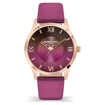 Kenneth Cole Quartz Analog Pink Dial Leather Strap Watch for Women