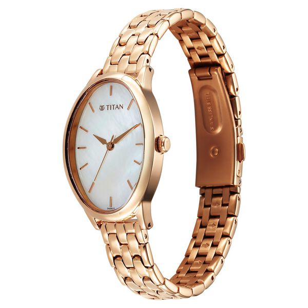 Titan Secluded Quartz Analog Mother Of Pearl Dial Rose Gold Stainless Steel Strap Watch For Women - image number 2