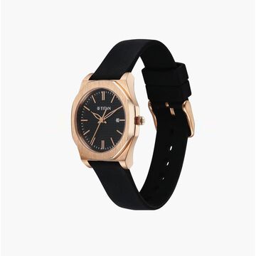 Titan Workday Wonders Quartz Analog Black Dial Black Silicone Strap Watch For Women