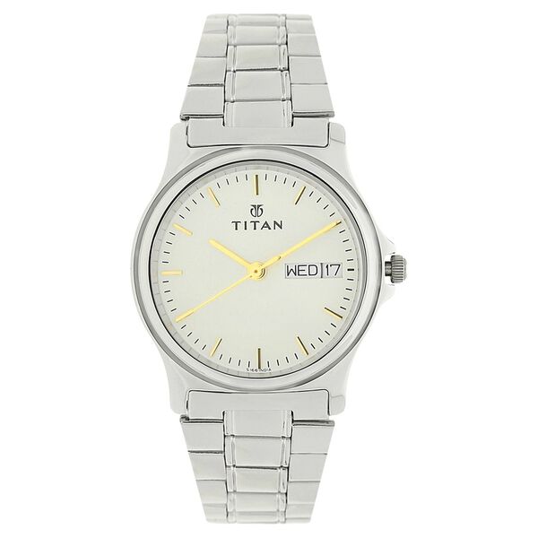 Titan Quartz Analog with Day and Date Silver Dial Stainless Steel Strap Watch for Men - image number 0