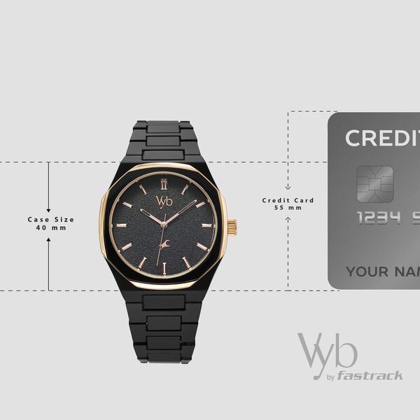 Fastrack Vyb Hustler By Fastrack Quartz Analog Black Dial Black Metal Strap Watch For Guys - image number 3