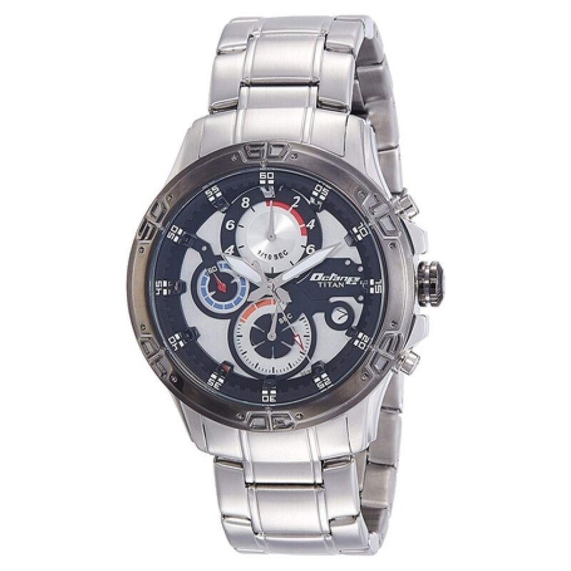 Titan Quartz Chronograph White Dial Stainless Steel Strap Watch for Men