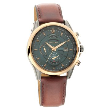 Titan Men's Trendsetter Watch: Chic Blue Dial & Two-Tone Strap