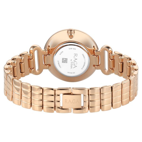 Titan Raga DEC Blaze Quartz Analog Rose Gold Dial Rose Gold Metal Strap Watch For Women - image number 4
