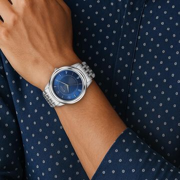 Titan Karishma Zing Quartz Analog Blue Dial Stainless Steel Strap Watch for Men