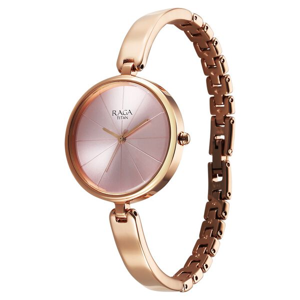 Titan Raga Showstopper Quartz Analog Pink Dial Metal Strap Watch For Women - image number 2