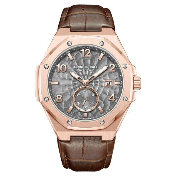Kenneth Cole Automatic Brown Leather Strap Watch For Men - image number 0