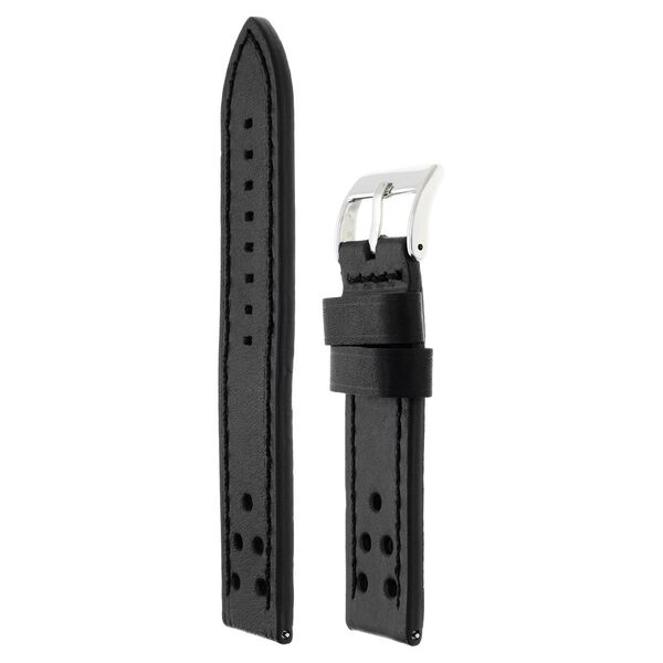 22 mm Black Genuine Leather Straps for Men - image number 2