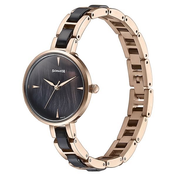 Sonata Quartz Analog Multicoloured Dial Two Toned Stainless Steel Strap Watch For Women - image number 3
