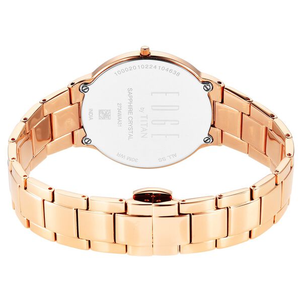 Titan Edge Metal Ladies Allure Quartz Analog Mother Of Pearl Dial Rose Gold Stainless Steel Strap Watch For Women - image number 5