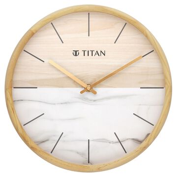 Titan Wooden Clock with Wood & Stone Textures 30 x 30 cm (Medium Size)