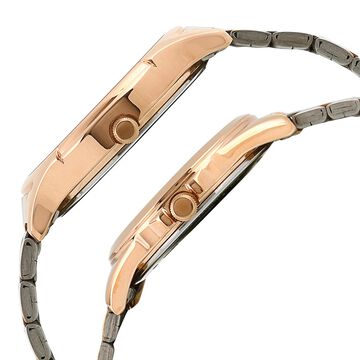 Titan Quartz Analog with Day and Date Silver Dial Stainless Steel Strap Watch for Couple