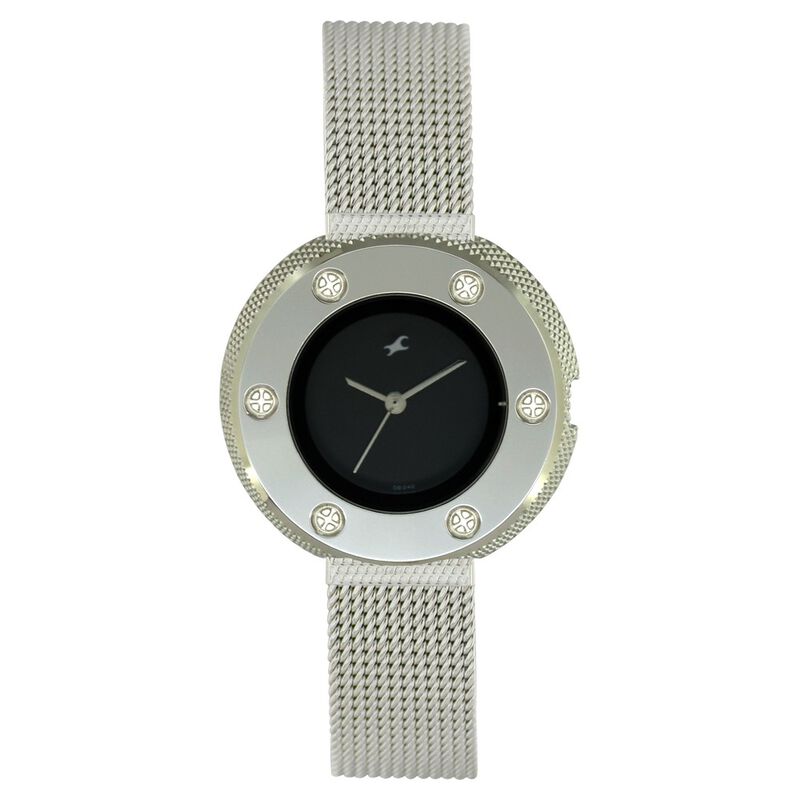 Fastrack Quartz Analog Silver Dial Stainless Steel Strap Watch for Girls