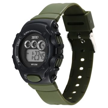 Zoop Pop Colour Digital Black Dial Green Plastic Strap Watch For Kids