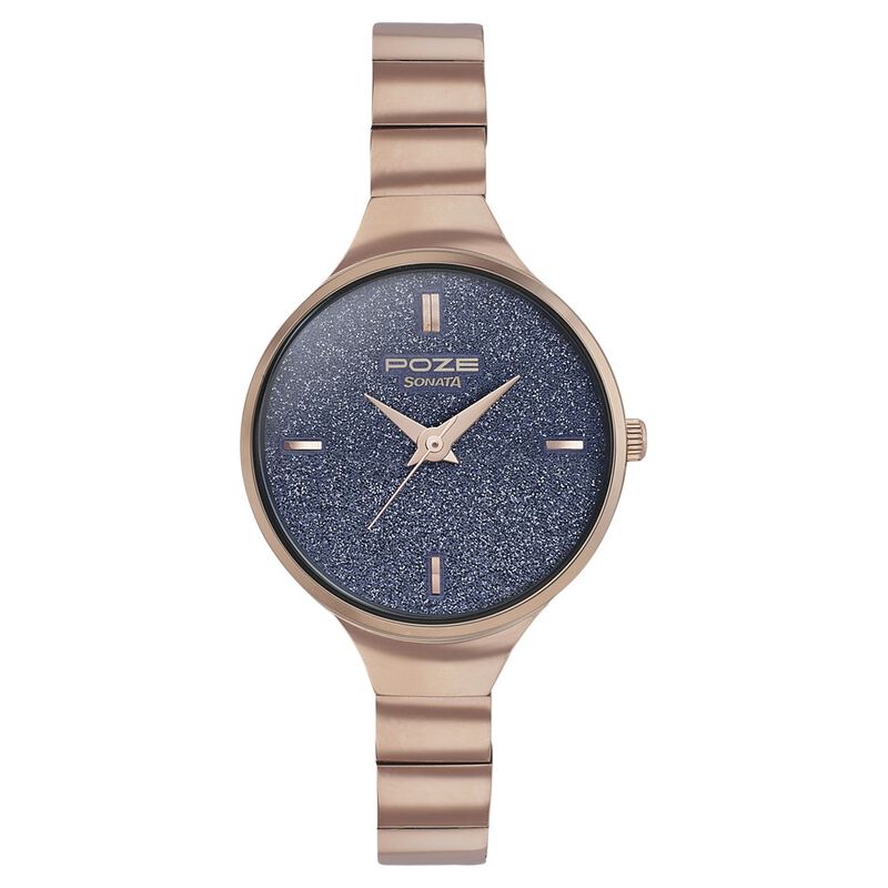 Poze by Sonata Quartz Analog Blue Dial Metal Strap Watch for Women