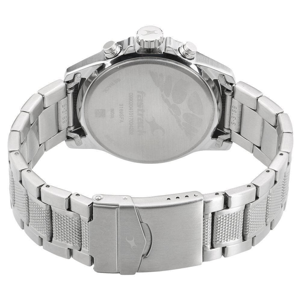 Buy Online Fastrack Loopholes Quartz Multifunction Silver Dial Stainless Steel Strap Watch for Guys 3169sm01 Titan