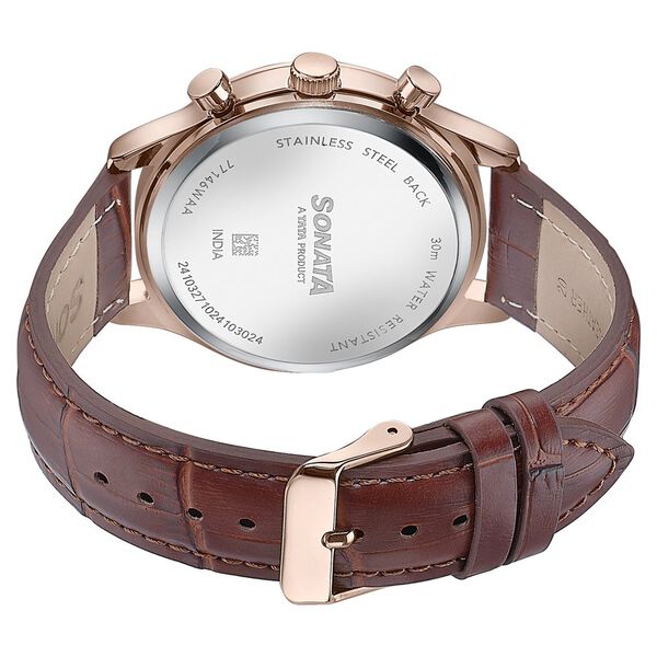 Sonata Wedding Edit Quartz Multifunction Pink Dial Leather Strap Watch For Men - image number 5