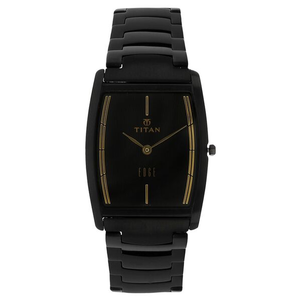 Titan Edge Black Tonneau Dial Analog Stainless Steel Strap Watch for Men - image number 0