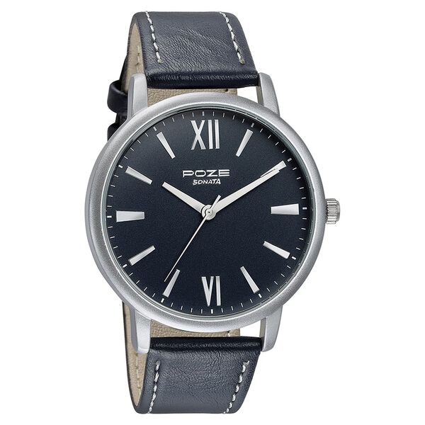 Sonata Poze Quartz Analog Black Dial Leather Strap Watch for Men - image number 2