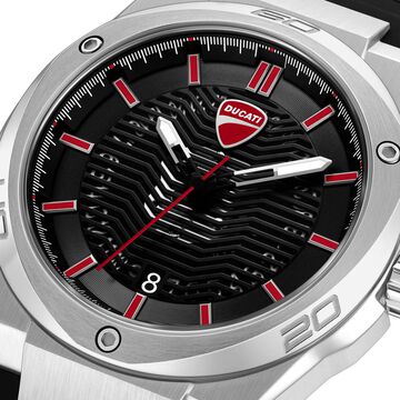 Ducati Quartz Analog Black Dial Black Silicone Strap Watch For Men