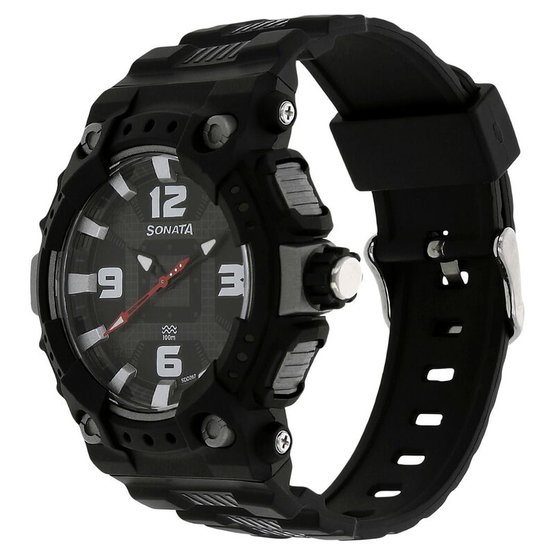 SF Ocean Series Quartz Analog Black Dial Plastic Strap Watch for Men - image number 1