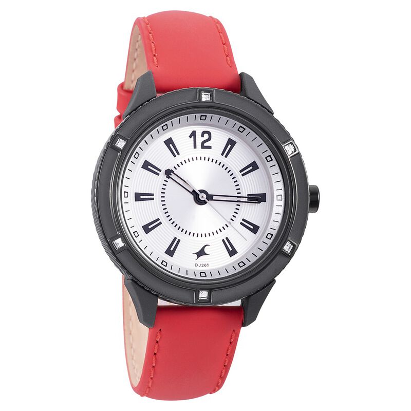 Fastrack Modular Quartz Analog Silver Dial Leather Strap Watch for Girls