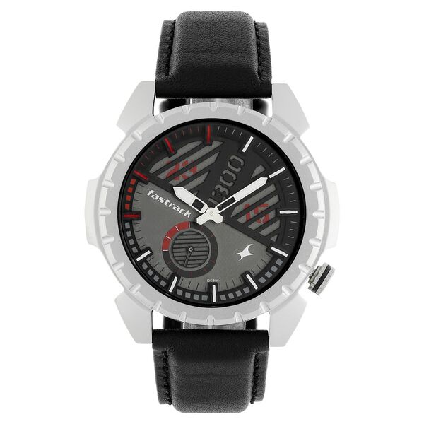 Fastrack Loopholes Quartz Analog Black Dial Leather Strap Watch for Guys - image number 0
