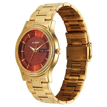 Titan Karishma Wedding Edit Quartz Analog with Day and Date Brown Dial Stainless Steel Strap Watch For Men