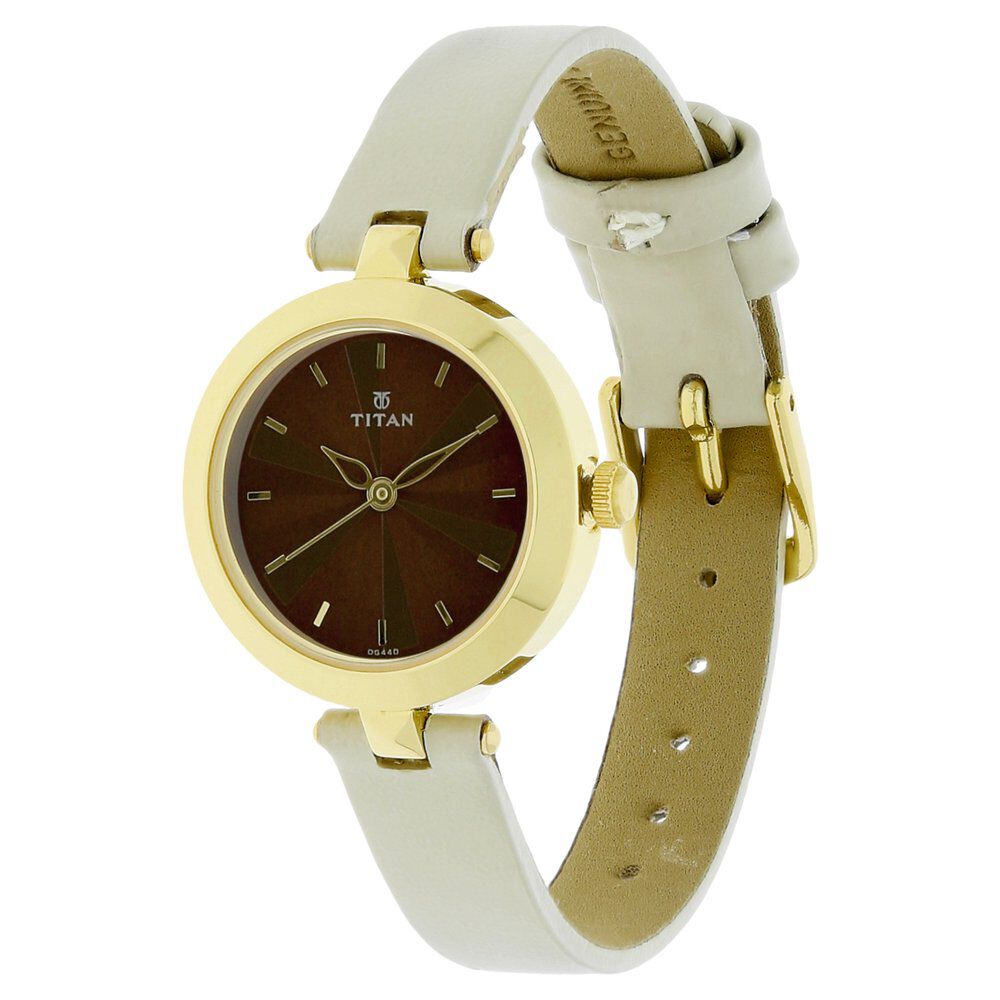 Buy Online Titan Karishma Brown Dial Analog Leather Strap Watch