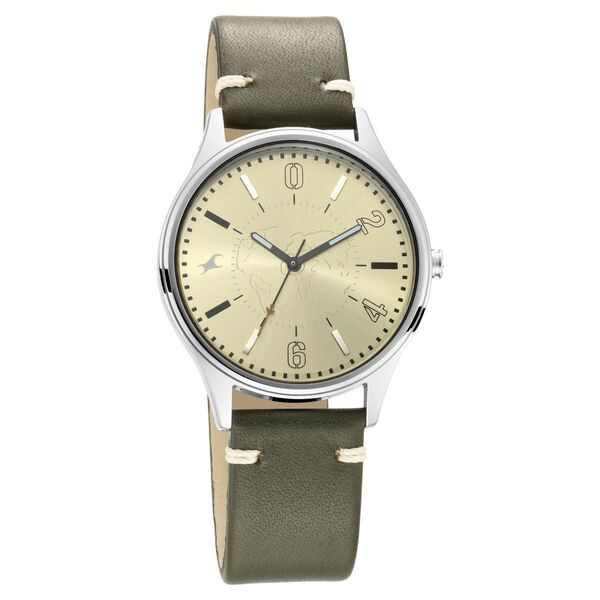 Fastrack Tripster Quartz Analog Green Dial Leather Strap Watch for Guys - image number 0