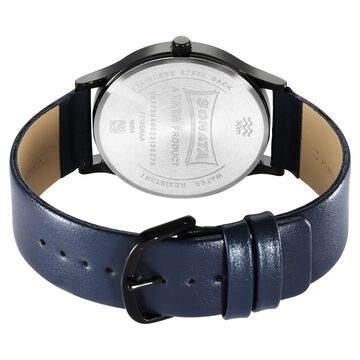 Sonata Aspire Quartz Analog Blue Dial Leather Strap Watch for Men