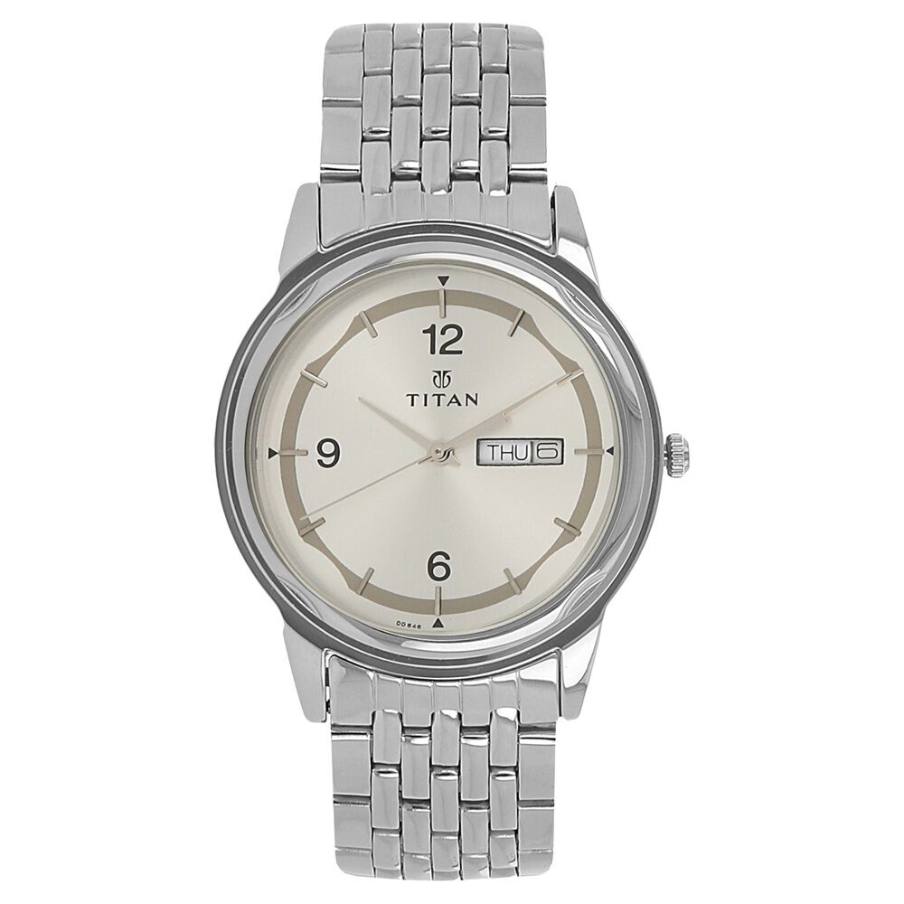 Buy Online Titan Quartz Analog with Day and Date Silver Dial