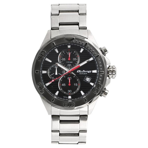 Titan Octane Black Dial Chrono Stainless Steel Watch for Men - image number 0