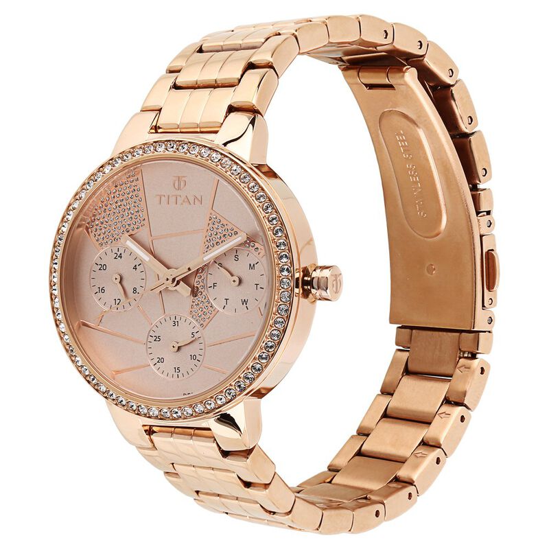 Titan Whimsy Rose Gold Dial Quartz Multifunction Stainless Steel Strap Watch for Women - image number 1